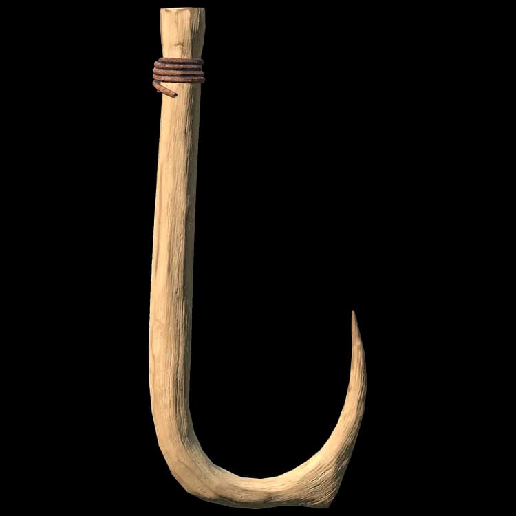 2 Wooden Fishing Hooks